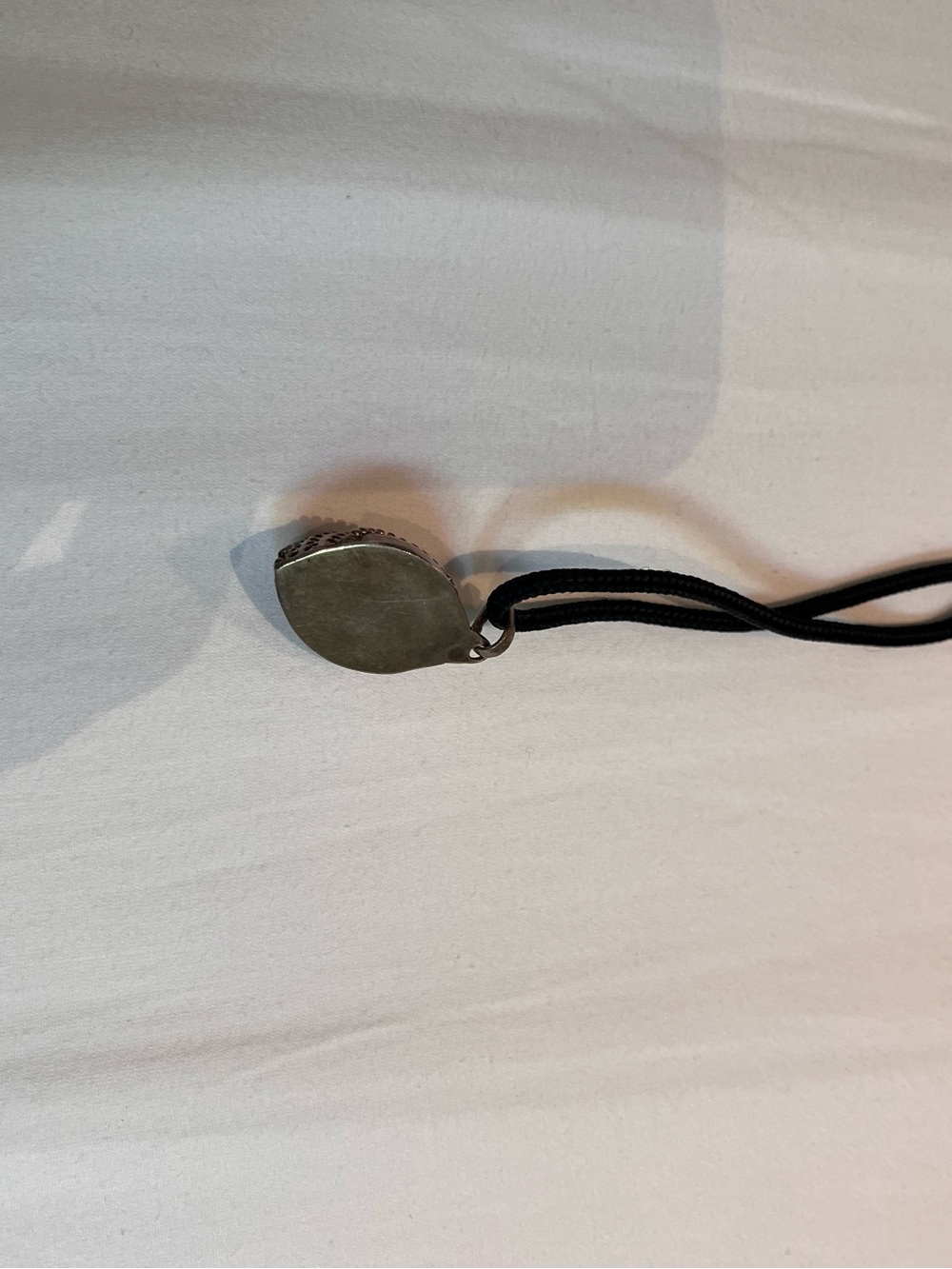 Black Cord Necklace with detailed Silver  Pendant - Picture 3 of 4